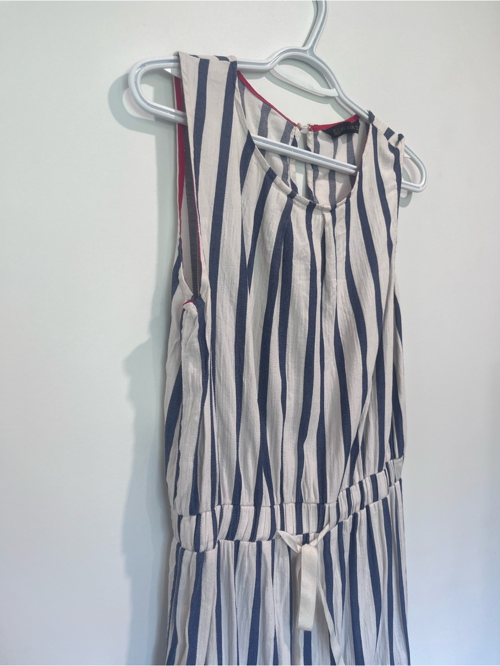 ⁠Zara Basic M Striped Sleeveless Dress Tie Waist Nautical Fisherman Sundress